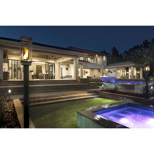 20K Tempest Torch Gas Lamp - Travis Industries - Backyard by Pool